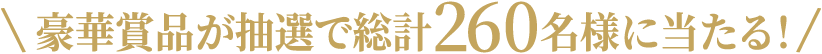 豪華賞品が抽選で総計260名様に当たる！