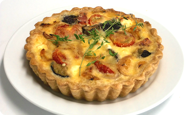 Cream Cheese Quiche with Tomatoes & Eggplant